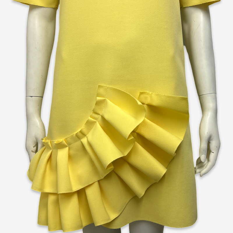 MSGM Yellow Structured Dress With Frill Detailing