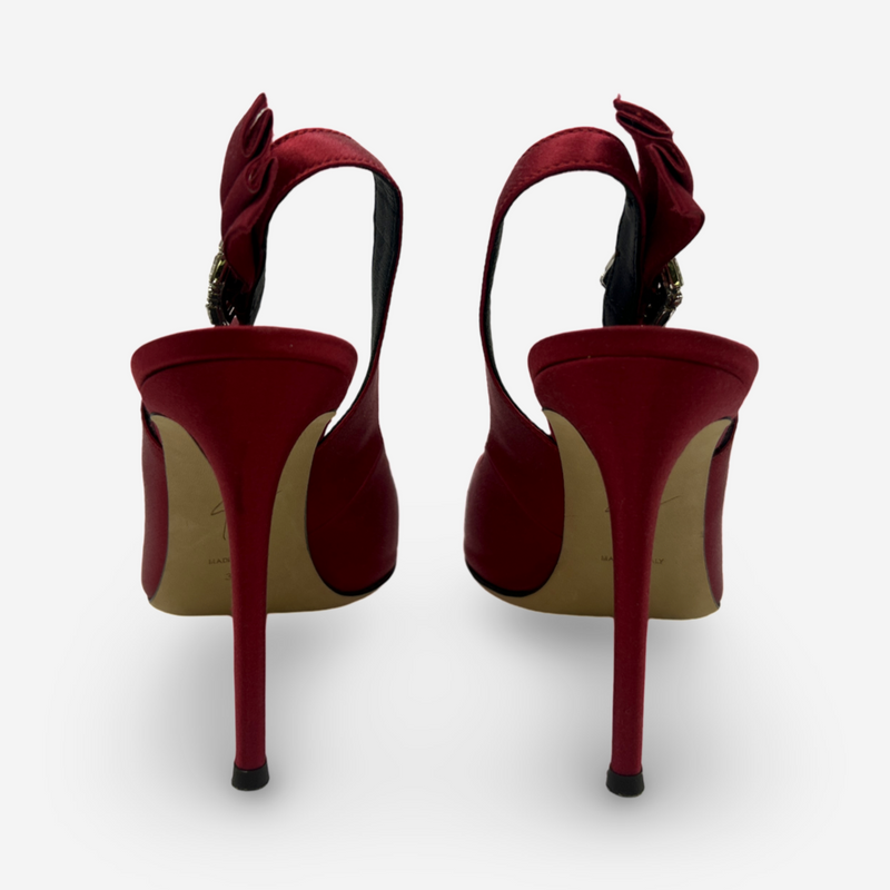 Giuseppe Zanotti Ruby Red Satin Heels