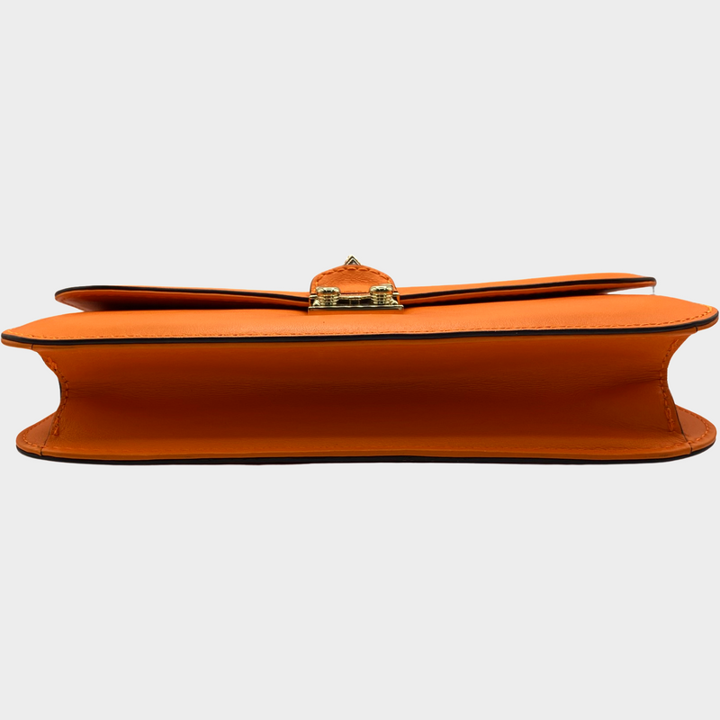 Valentino women's neon orange leather rockstud bag