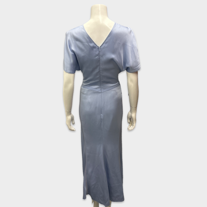 Victoria Beckham Light Blue Satin Dress With Ruched Design