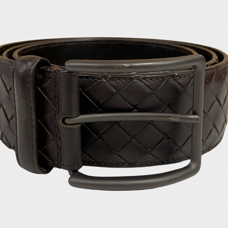 Bottega Veneta brown intrecciato leather belt