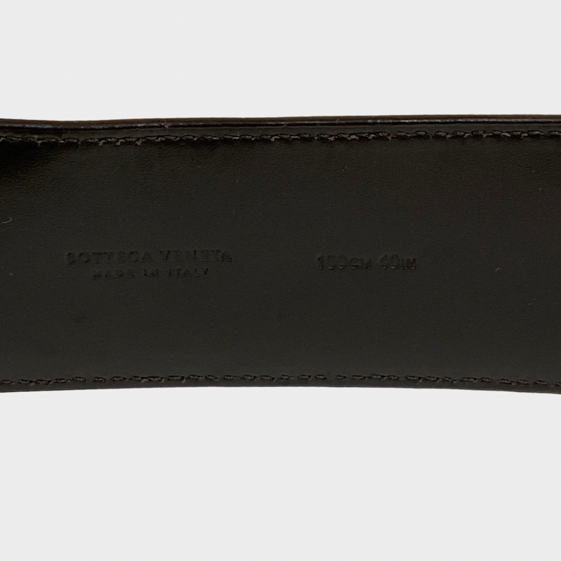 Bottega Veneta brown intrecciato leather belt