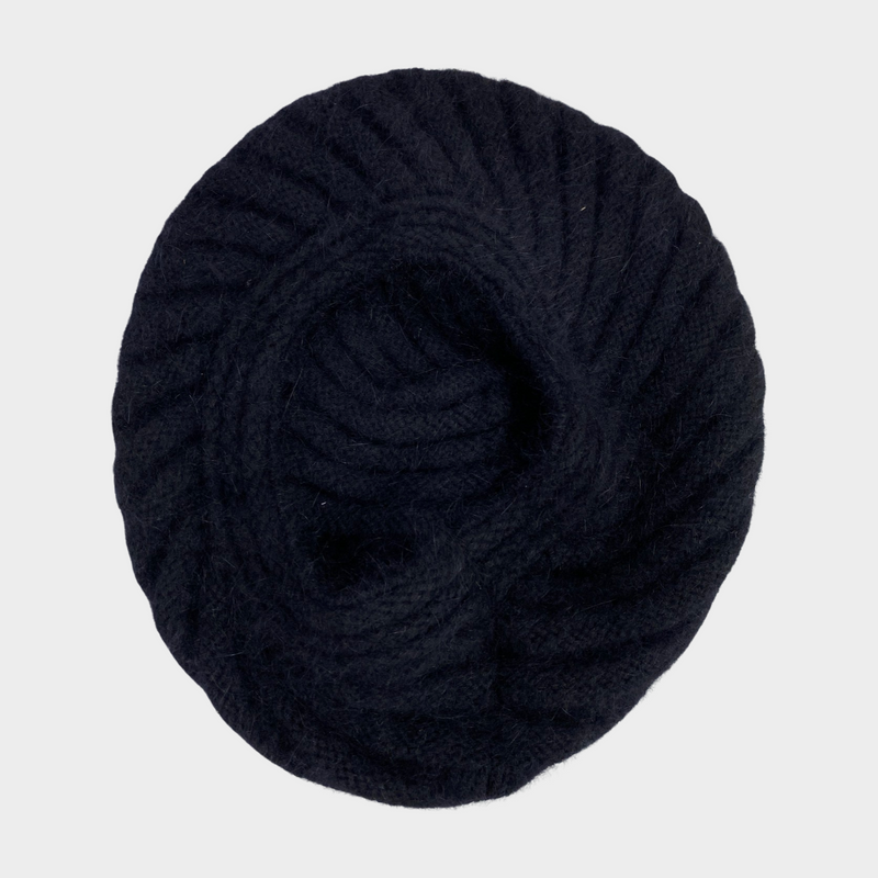 Giorgio Armani black angora wool hat