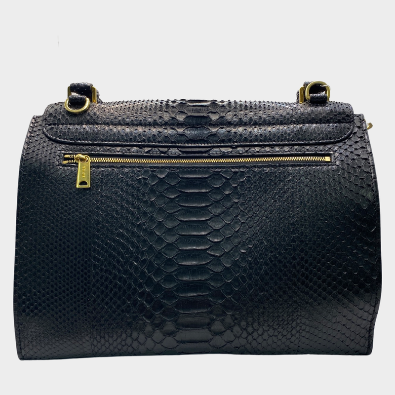 Céline women's black exotic leather and suede medium Trapeze handbag