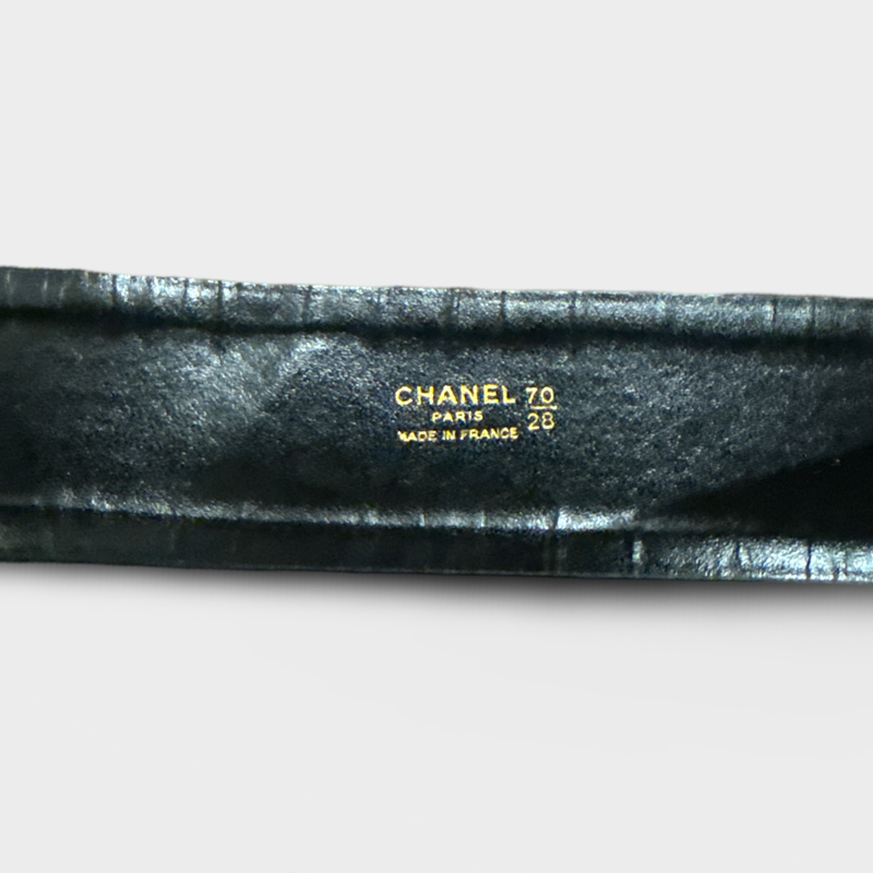 Chanel Women's Black and Gold chain leather Belt