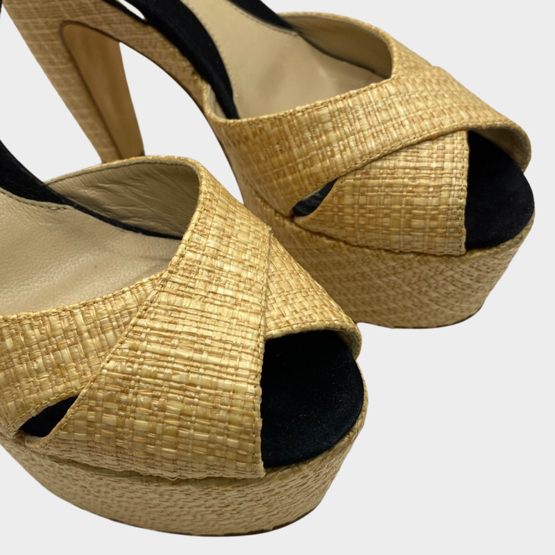 Fendi beige raffia platform sandals