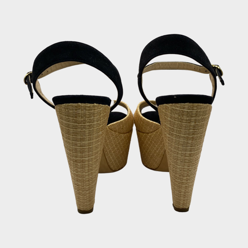 Fendi beige raffia platform sandals