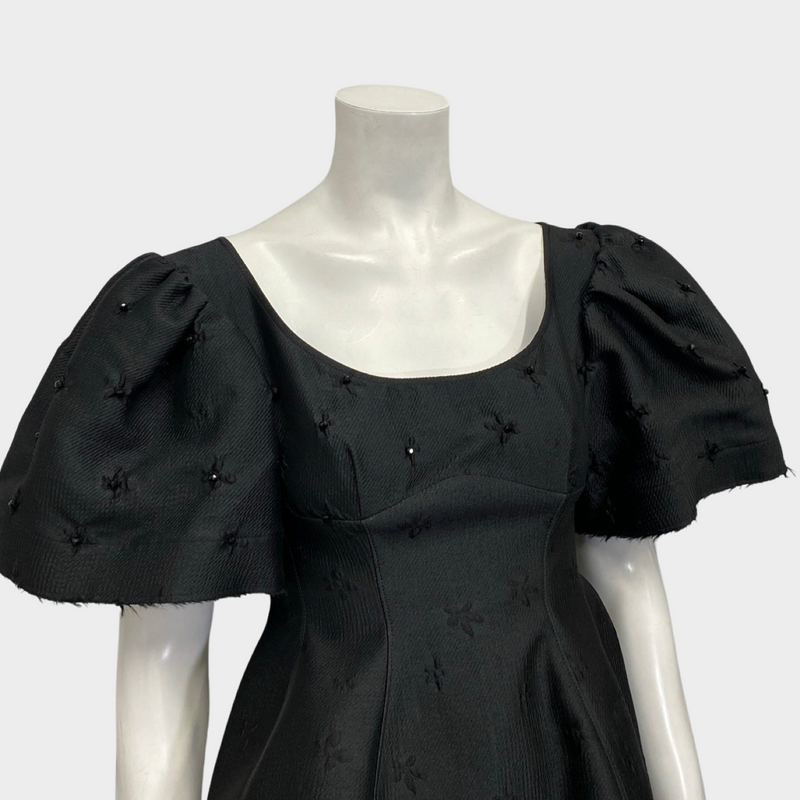 Shushu Tong women's black short sleeve flower beaded top