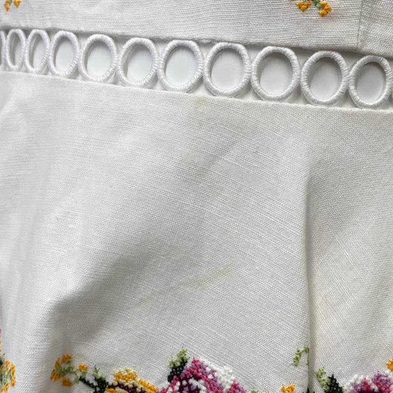 Zimmermann white floral embroidered linen dress with lace panels