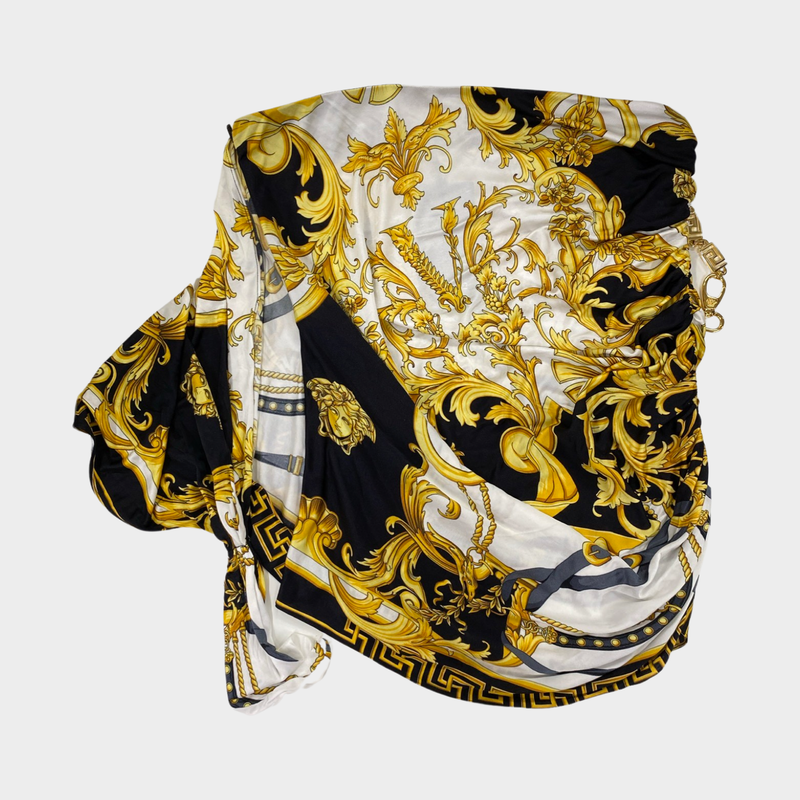 Versace black & white printed skirt with gold chain