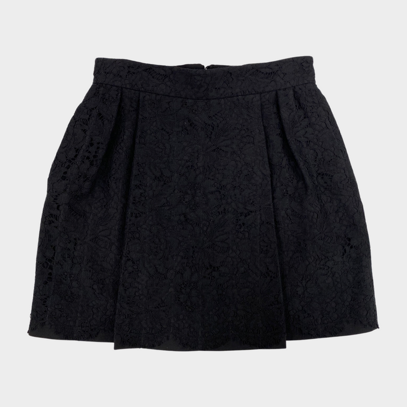 Valentino women's black lace mini skirt