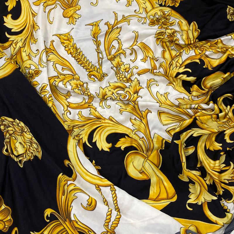 Versace black & white printed skirt with gold chain