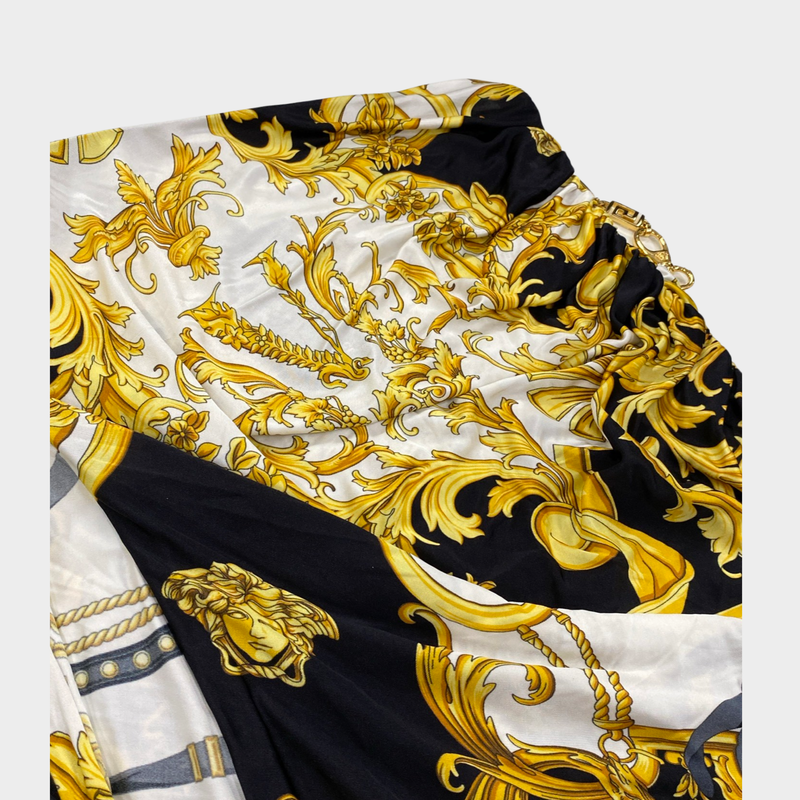 Versace black & white printed skirt with gold chain