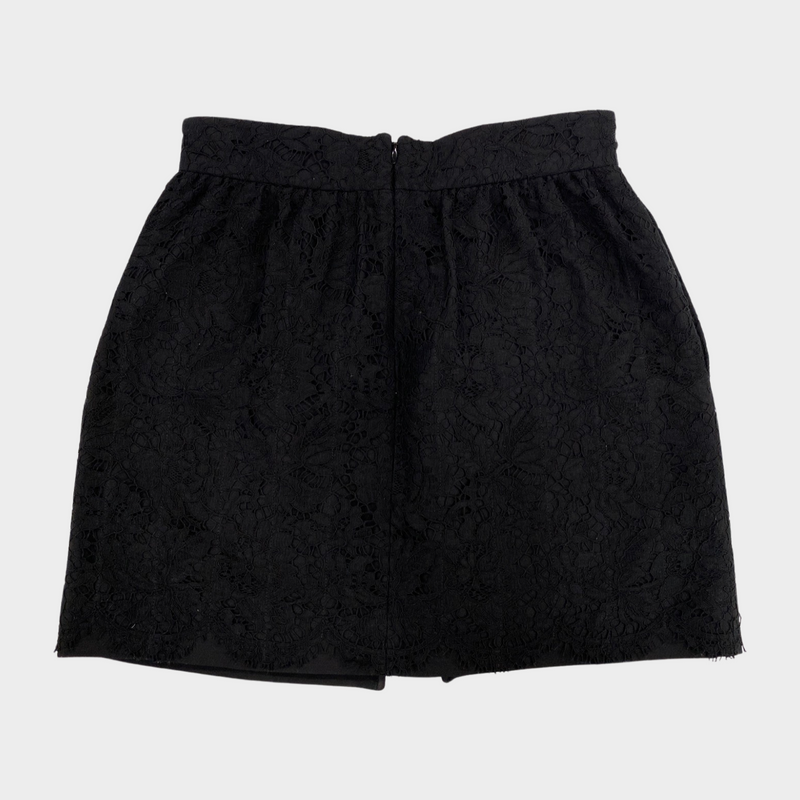 Valentino women's black lace mini skirt