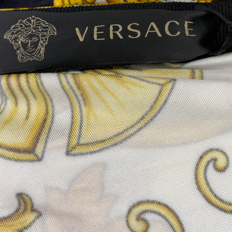 Versace black & white printed skirt with gold chain