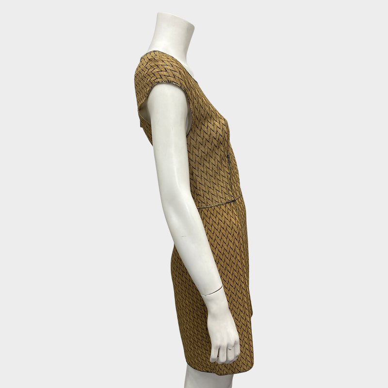 Missoni gold and black zig zag metallic knit dress