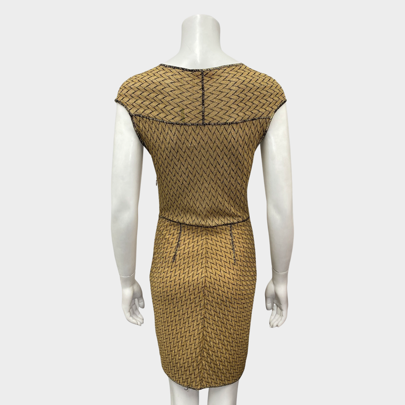 Missoni gold and black zig zag metallic knit dress