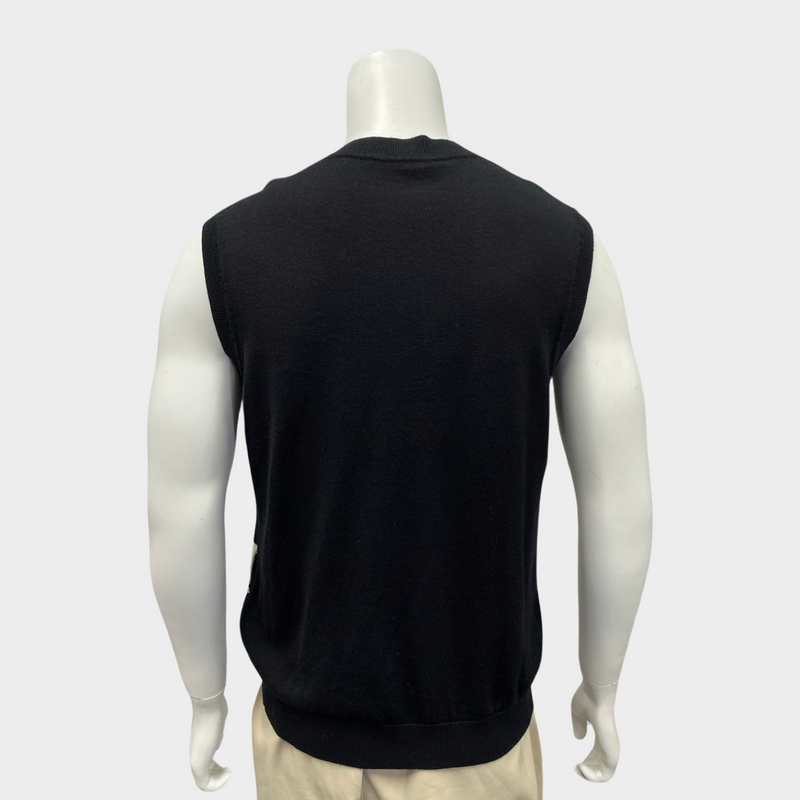 Fendi men's black & white wool check vest