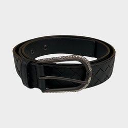 Bottega Veneta black intrecciato leather belt