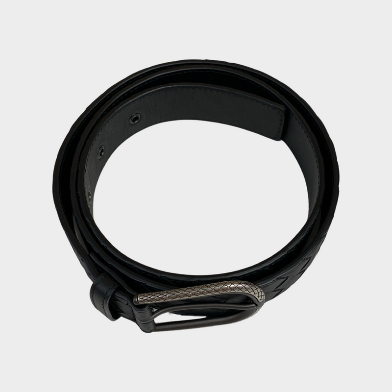 Bottega Veneta black intrecciato leather belt