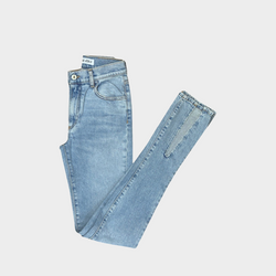 The Attico women's blue denim slim-fit jeans with cutout hem