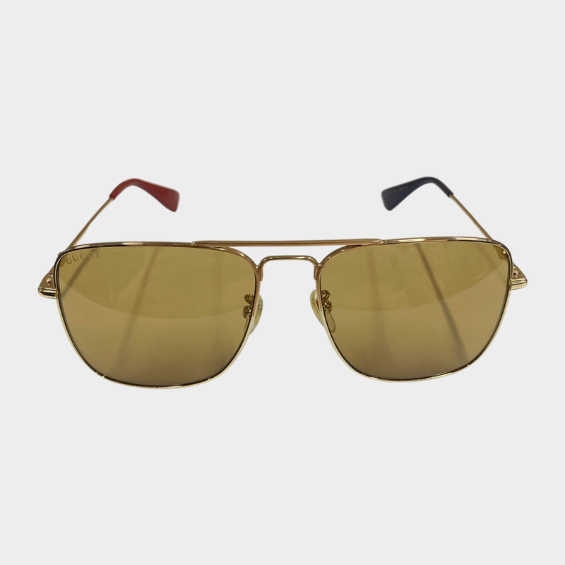 Gucci men's brown and gold sunglasses