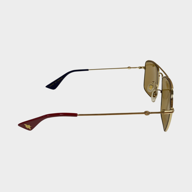 Gucci men's brown and gold sunglasses
