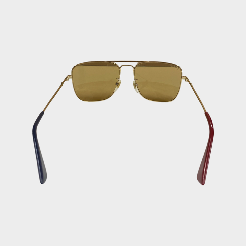 Gucci men's brown and gold sunglasses