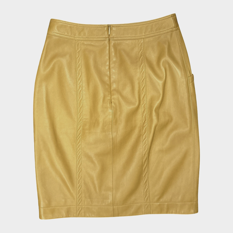 SAINT LAURENT yellow leather skirt