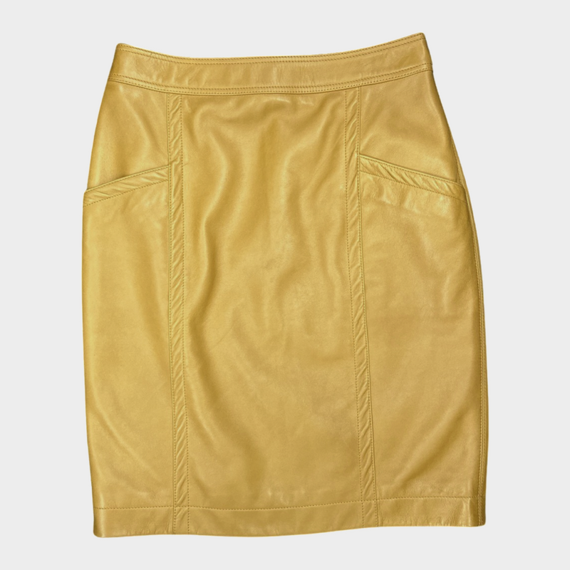 SAINT LAURENT yellow leather skirt