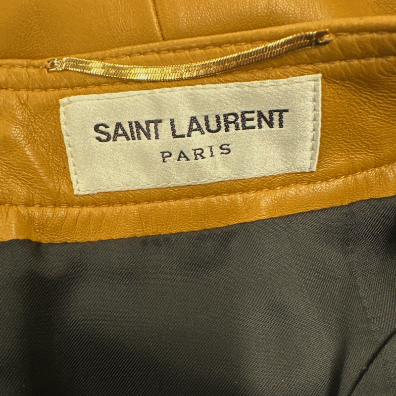 SAINT LAURENT yellow leather skirt