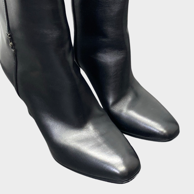 Saint Laurent women's black leather Jane boots