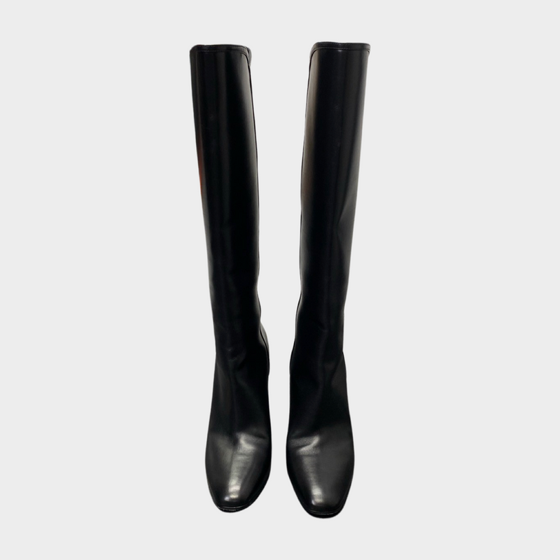 Saint Laurent women's black leather Jane boots