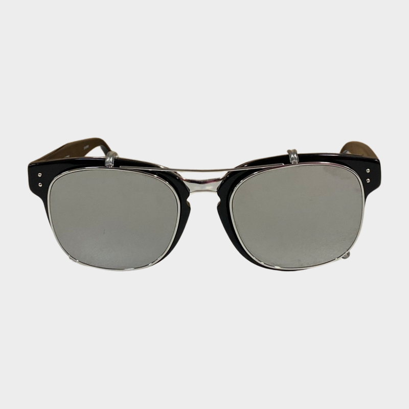 Linda Farrow black rectangular dual sunglasses