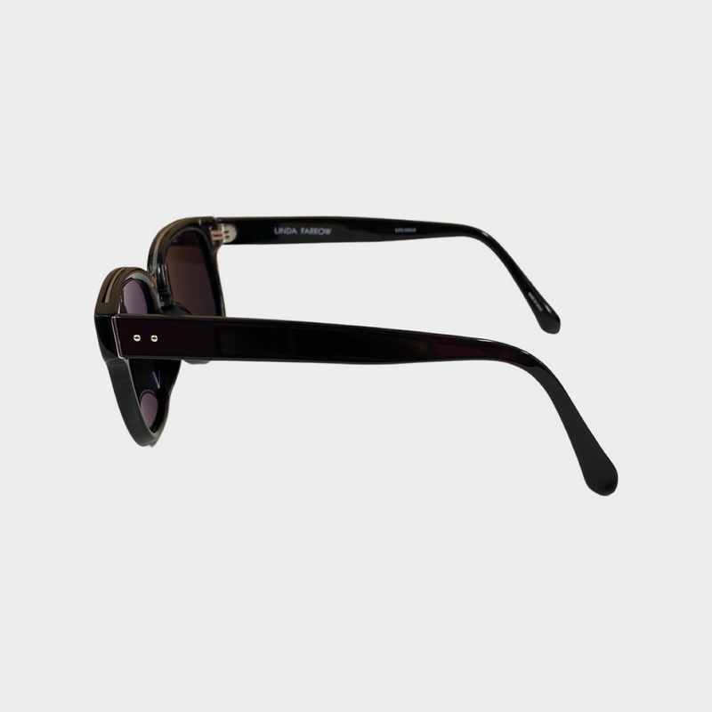 Linda Farrow black rectangular dual sunglasses