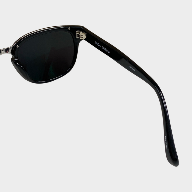 Linda Farrow black rectangular dual sunglasses