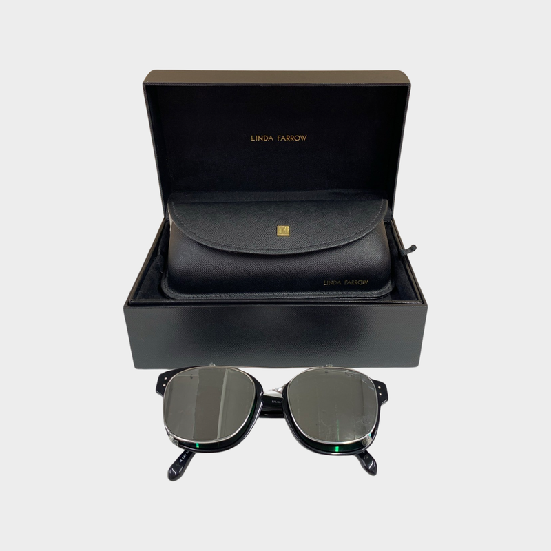 Linda Farrow black rectangular dual sunglasses