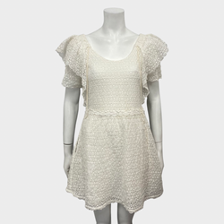 Chloe white cotton lace overlay dress with silk lining