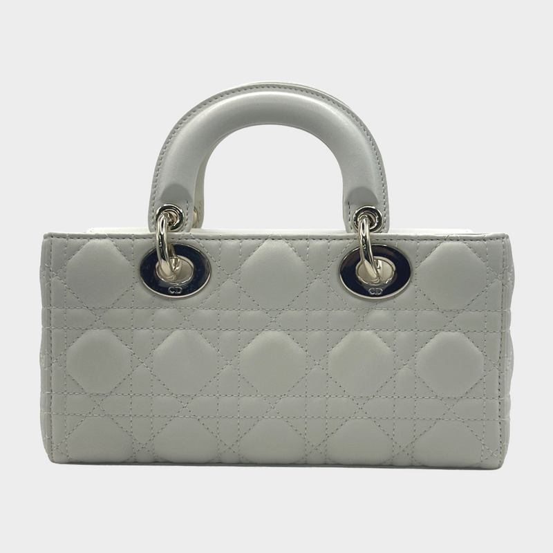 Christian Dior white quilted leather small Lady D-Joy handbag