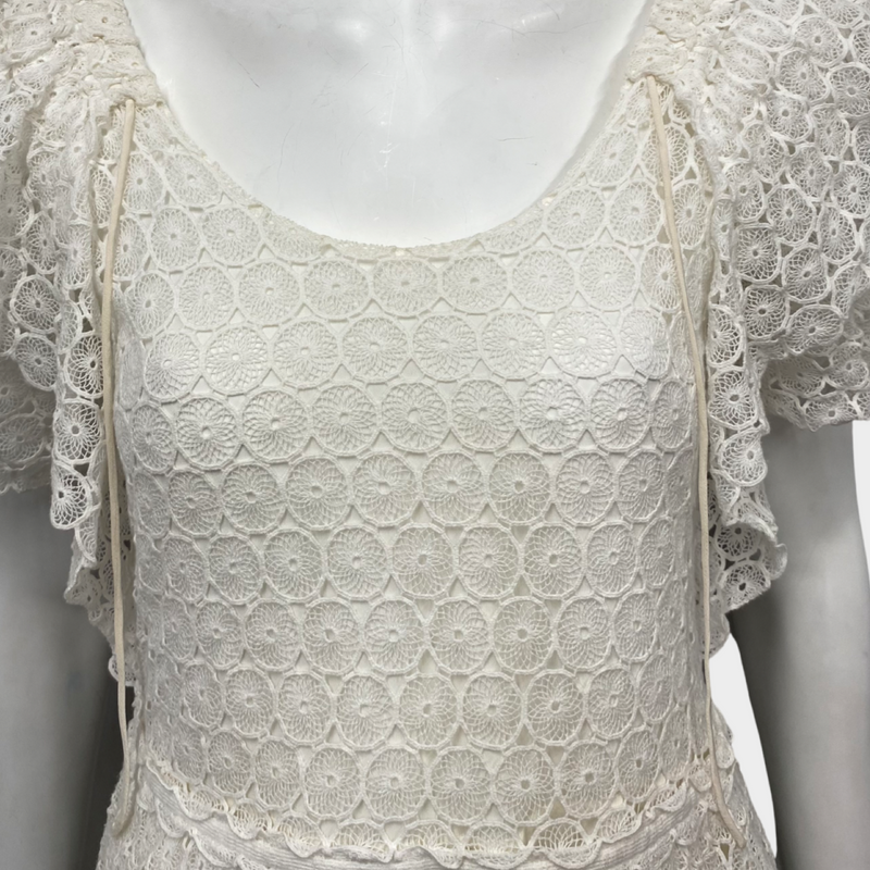 Chloe white cotton lace overlay dress with silk lining