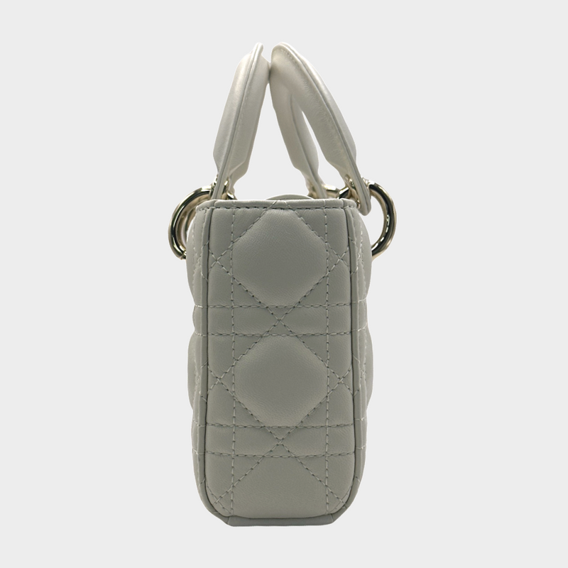 Christian Dior white quilted leather small Lady D-Joy handbag
