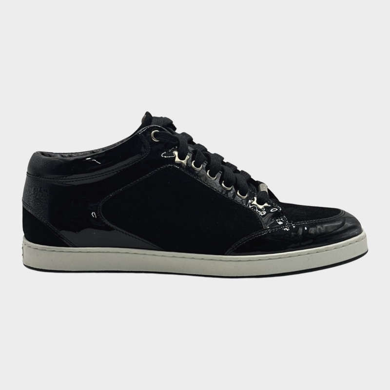 JIMMY CHOO women's black suede and patent leather sneakers