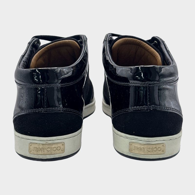 JIMMY CHOO women's black suede and patent leather sneakers