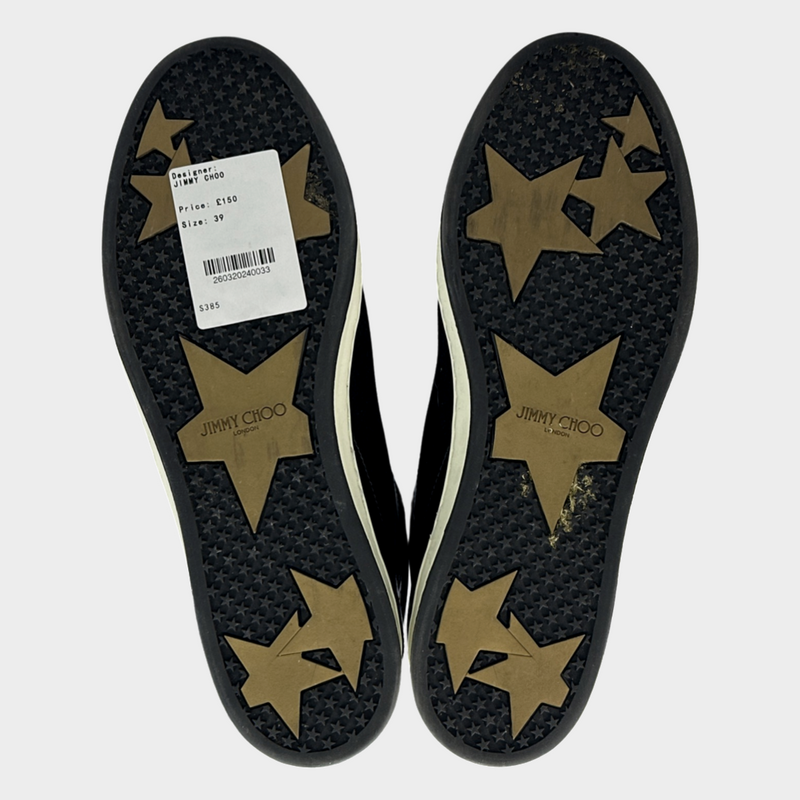 JIMMY CHOO women's black suede and patent leather sneakers