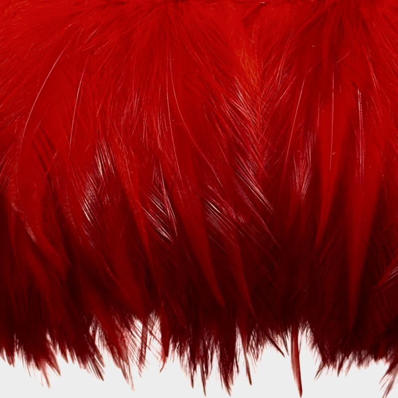 Saint Laurent red silk skirt with feather trims
