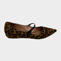 Tabitha Simmons women's brown pony-style calfskin flats