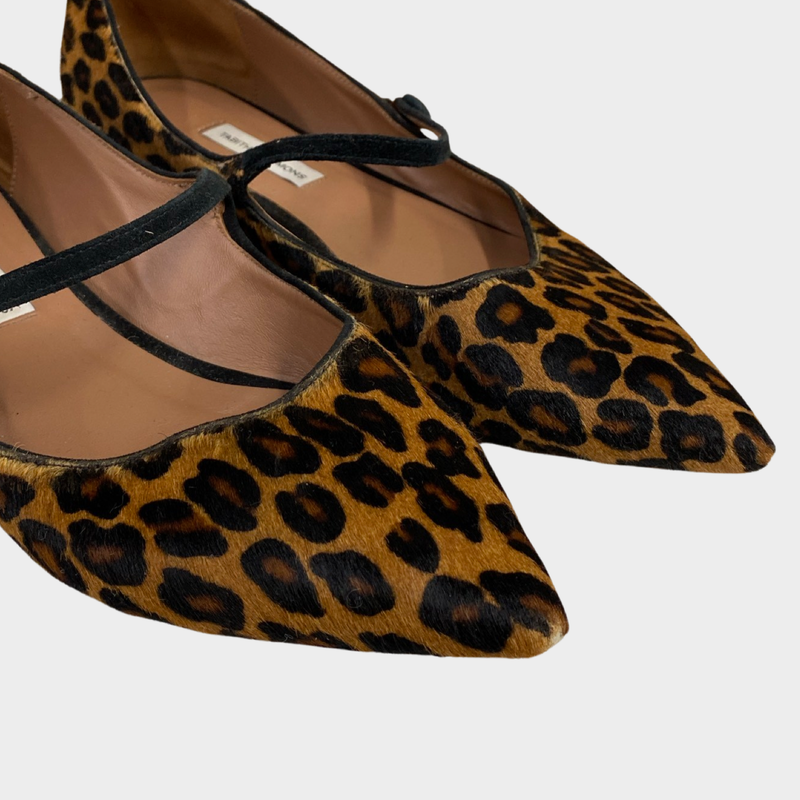 Tabitha Simmons women's brown pony-style calfskin flats