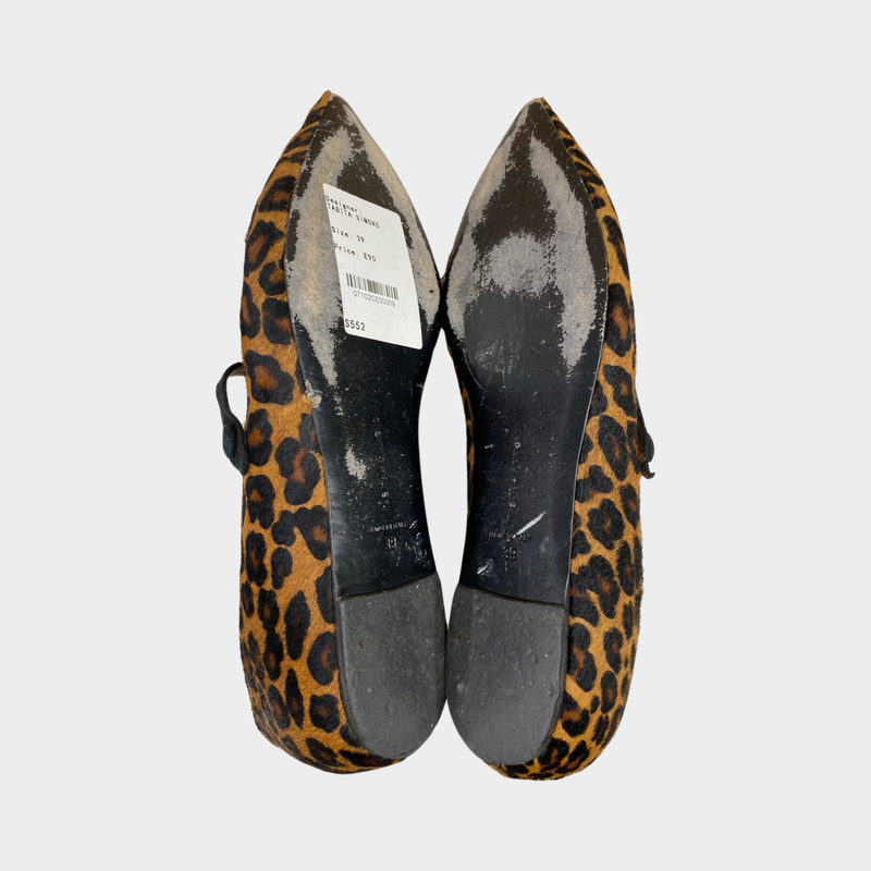 Tabitha Simmons women's brown pony-style calfskin flats