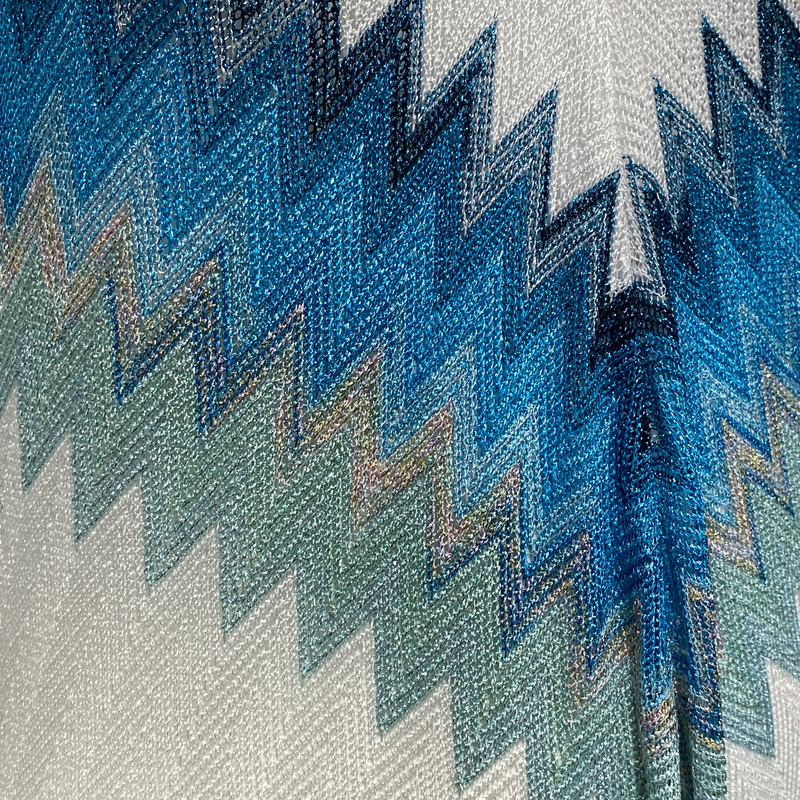 Missoni blue & white knitted dress with braided ribbon straps