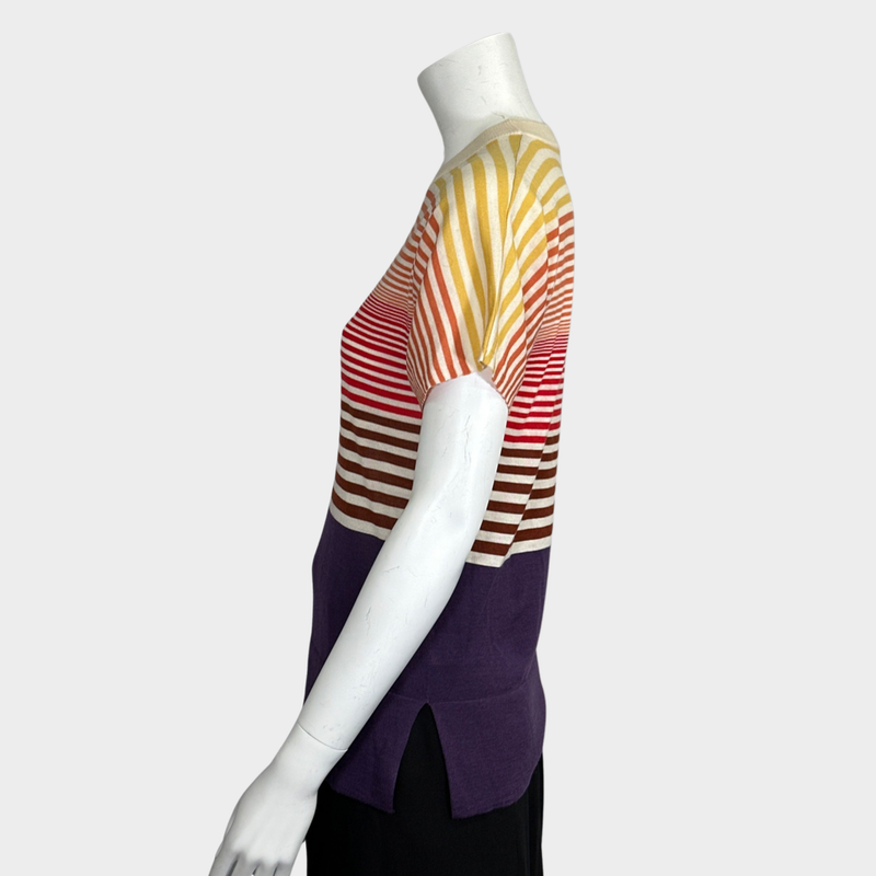 SONIA RYKIEL multicoloured striped wool short sleeve jumper